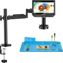 TOMLOV 4K Digital Microscope Autofocus Camera Lens TM4K-AF Flex Arm HDMI Microscopio 2000X 8" Display For Electronics Soldering