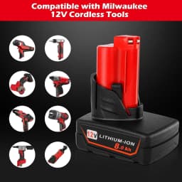 VANON 1/2/4Pack M12 5.0Ah 12V Replace for Milwaukee MWL1803 48-11-2401 48-11-2402 48-11-2420 Cordless Power Tools Battery pin