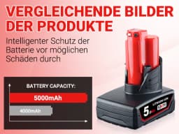 VANON 1/2/4Pack M12 5.0Ah 12V Replace for Milwaukee MWL1803 48-11-2401 48-11-2402 48-11-2420 Cordless Power Tools Battery pin