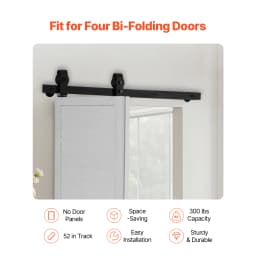 SucceBuy Bi-Folding Sliding Barn Door Hardware Track Kit Top Mount Track Kit Slide Smoothly & Quietly Easy to Install for Closet