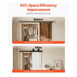 SucceBuy Bi-Folding Sliding Barn Door Hardware Track Kit Top Mount Track Kit Slide Smoothly & Quietly Easy to Install for Closet