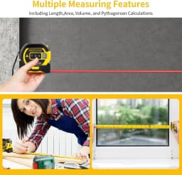 The Almighty Ruler 3-in-1 Tape Measure-5M Tape Measure - Vertical Cross Line - 40M Digital Laser Distance Meters - LCD Display