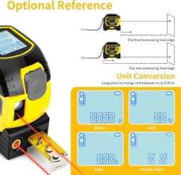The Almighty Ruler 3-in-1 Tape Measure-5M Tape Measure - Vertical Cross Line - 40M Digital Laser Distance Meters - LCD Display