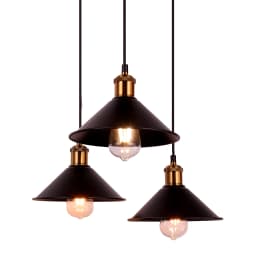 3 Pieces Industrial Pendant Light Black Adjustable Metal Retro Hanging Industrial Loft Retro Pendant Light Horizontal Ceiling