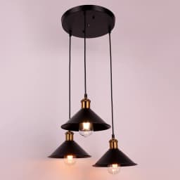 3 Pieces Industrial Pendant Light Black Adjustable Metal Retro Hanging Industrial Loft Retro Pendant Light Horizontal Ceiling