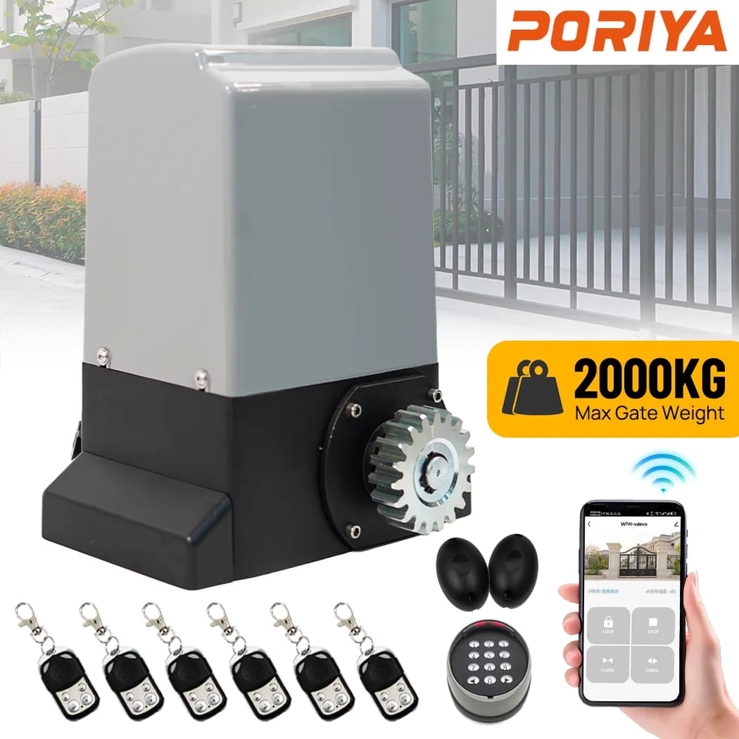 PORIYA Electric Automatic Sliding Gate Opener 2000KG Motor W/ 6 Remote & APP Control