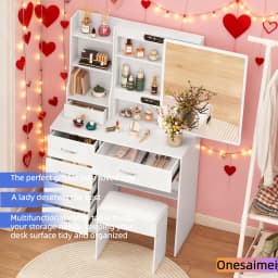 (Valentine's Day Gift) New Home Vanity Table with Makeup Mirror Features 3 Colour Modes and Adjustable Brightness