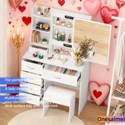 (Valentine's Day Gift) New Home Vanity Table with Makeup Mirror Features 3 Colour Modes and Adjustable Brightness