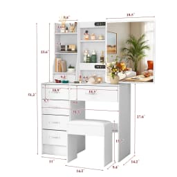 (Valentine's Day Gift) New Home Vanity Table with Makeup Mirror Features 3 Colour Modes and Adjustable Brightness