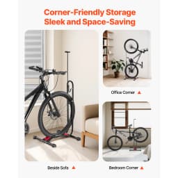SucceBuy Bike Rack Upright Bike Stand Floor for 16 to 27.5 In Mountain&Road Bikes for Secure Parking and Storage in Garage Black