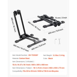 SucceBuy Bike Rack Upright Bike Stand Floor for 16 to 27.5 In Mountain&Road Bikes for Secure Parking and Storage in Garage Black
