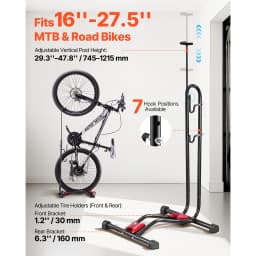 SucceBuy Bike Rack Upright Bike Stand Floor for 16 to 27.5 In Mountain&Road Bikes for Secure Parking and Storage in Garage Black