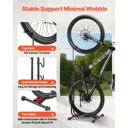 SucceBuy Bike Rack Upright Bike Stand Floor for 16 to 27.5 In Mountain&Road Bikes for Secure Parking and Storage in Garage Black