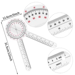 12 Inch Goniometer Transparent Orthopedic Angle Ruler Goniometer 360 Degree Spinal Goniometer For Body Measuring