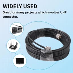 15M UHF Coaxial Cable RG58 Coax Cable PL259 Cable 50 Ohms CB Radio Antenna Cable UHF Male To UHF Male Low Loss UHF
