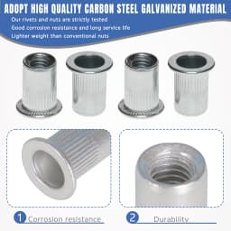 100Pcs M6 Rivet Nuts Kit Metric Aluminum Flat Head Threaded Rivet Nut Insert Nutsert Rivet Nuts Assortment Kit