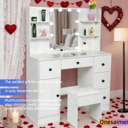 (Festive Gift) Brand-new bedroom dressing table with vanity mirror featuring three colour modes and adjustable brightness