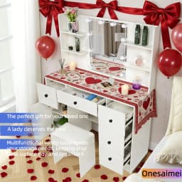 (Festive Gift) Brand-new bedroom dressing table with vanity mirror featuring three colour modes and adjustable brightness
