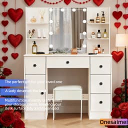 (Festive Gift) Brand-new bedroom dressing table with vanity mirror featuring three colour modes and adjustable brightness