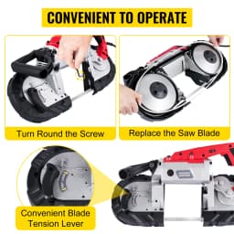 SucceBuy Portable BandSaw 5Inch Cutting Capacity Cordless Variable Speed 10Amp Motor Deep Cut Bandsaw for Metal Wood Pipes Rebar