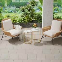 LUVODI Nesting Round Side Table Set of 2, Sintered Stone Top & Golden Metal Frame, Stacking End Tables for Living Room Bedroom