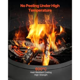 SucceBuy Chiminea 20 Inch Outdoor Wood Burning Firepit with Grill Mesh Chimney Coat & Rustproof Chiminea Lid for Patio Backyard