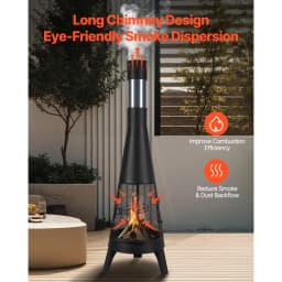 SucceBuy Chiminea 20 Inch Outdoor Wood Burning Firepit with Grill Mesh Chimney Coat & Rustproof Chiminea Lid for Patio Backyard