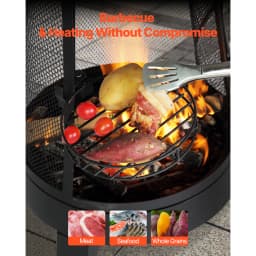 SucceBuy Chiminea 20 Inch Outdoor Wood Burning Firepit with Grill Mesh Chimney Coat & Rustproof Chiminea Lid for Patio Backyard
