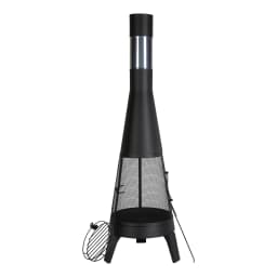 SucceBuy Chiminea 20 Inch Outdoor Wood Burning Firepit with Grill Mesh Chimney Coat & Rustproof Chiminea Lid for Patio Backyard