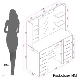 Modern White Vanity Table, 10 Dimmable LED Bulbs, 3 Color Adjustable Mirror, Storage Organizer