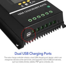 60/80/100A MPPT Solar Panel Charge Controller Regulator Dual-USB 12V/24V/36V/48V