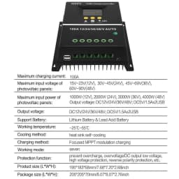 60/80/100A MPPT Solar Panel Charge Controller Regulator Dual-USB 12V/24V/36V/48V