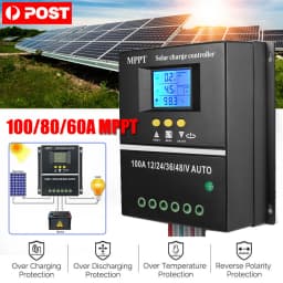60/80/100A MPPT Solar Panel Charge Controller Regulator Dual-USB 12V/24V/36V/48V