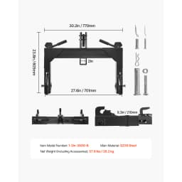SucceBuy 3-Point Quick Hitch w/ Receiver 3000/4000Lbs Lift Capacity w/5 Level Adjustable Bolt Adaptation to Category 1&2 Tractor