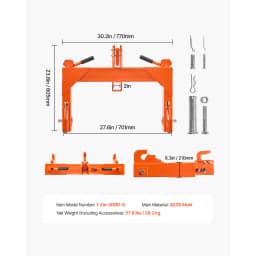 SucceBuy 3-Point Quick Hitch w/ Receiver 3000/4000Lbs Lift Capacity w/5 Level Adjustable Bolt Adaptation to Category 1&2 Tractor