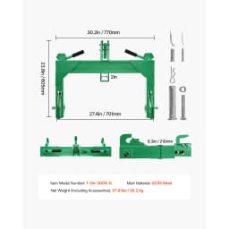 SucceBuy 3-Point Quick Hitch w/ Receiver 3000/4000Lbs Lift Capacity w/5 Level Adjustable Bolt Adaptation to Category 1&2 Tractor
