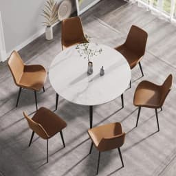 LUVODI 32" Round Marble Dining Table for 2-4 People,White & Grey Restaurant Kitchen Cafe Coffee Table Furniture