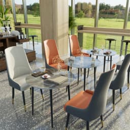 LUVODI 32" Round Marble Dining Table for 2-4 People,White & Grey Restaurant Kitchen Cafe Coffee Table Furniture