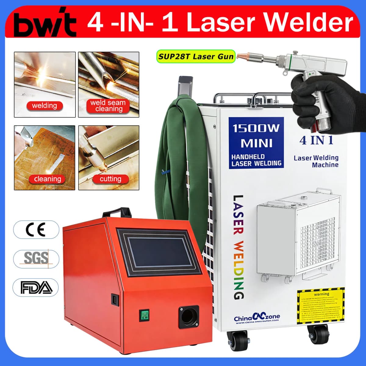 2000W BWT 4-in-1 Fiber Laser Welding Welding Cleaning Cutting Soldering Machine Handheld Laser Welder for Metal 1500W EU Stock