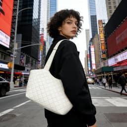 Women's loose quilted leather handbag, simple design soft leather shoulder bag, shopping bag, large-capacity handbag