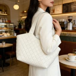 Women's loose quilted leather handbag, simple design soft leather shoulder bag, shopping bag, large-capacity handbag