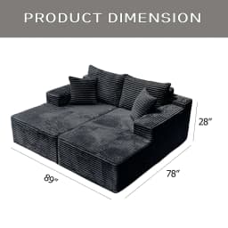 Space Saving Vacuum Sofa, Modern Modular Sectional Couch, Thick Foam Soft Cushion, No Tools Easy Assembly Living Room Furniture