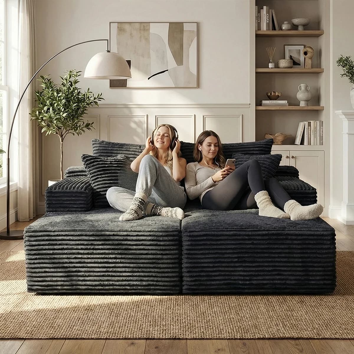 Space Saving Vacuum Sofa, Modern Modular Sectional Couch, Thick Foam Soft Cushion, No Tools Easy Assembly Living Room Furniture