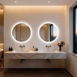 LUVODI 32”Round Backlit Bathroom Mirror Wall Hanging Vanity Mirror with Aluminum Frame, Memory Function, Anti-Fog Dimmable