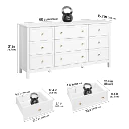 SucceBuy 6/9 Drawer Dresser Wooden Chest of Drawers with Sliding and Anti-tip Device for Living Room Hallway Bedroom Entryway