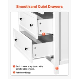 SucceBuy 6/9 Drawer Dresser Wooden Chest of Drawers with Sliding and Anti-tip Device for Living Room Hallway Bedroom Entryway