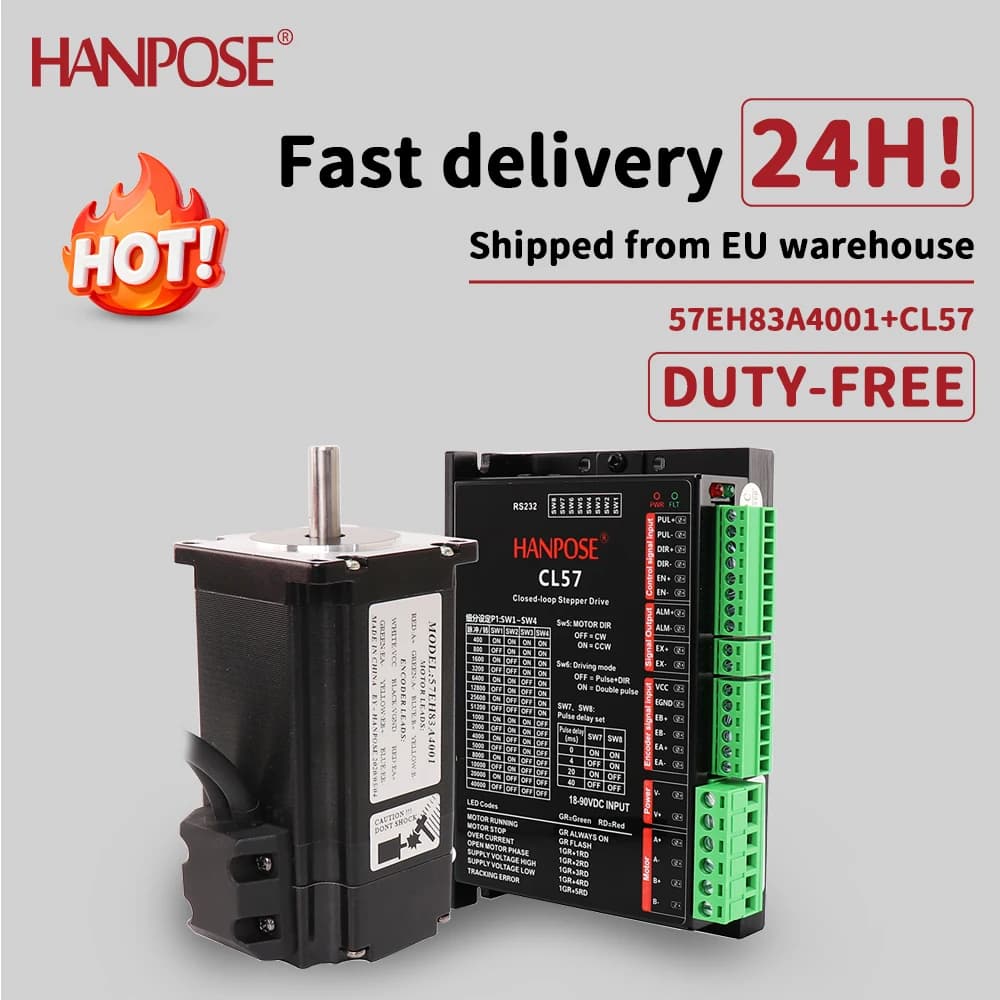 HANPOSE NEMA23 Stepper Motor 57x83mm 4.0A 2.6N.m 57EH83A4001+CL57 for CNC Milling Machine Closed Loop Stepper Motor