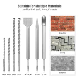 17-Piece SDS Plus Rotary Hammer Drill Bits Set & Chisel Bits Brick Hole Tool Set