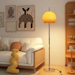 LED Floor Lamp with Orange Gradient Glass Shade, 3 Color Temperature Standing Lamp with Foot Switch for Living Room Bedroom Reading