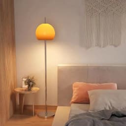LED Floor Lamp with Orange Gradient Glass Shade, 3 Color Temperature Standing Lamp with Foot Switch for Living Room Bedroom Reading